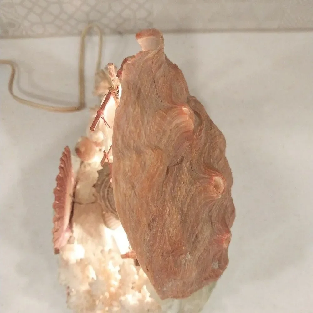 Vintage Abalone Shell Sailboat Lamp Handmade Nautical Coastal Coral Light Decor